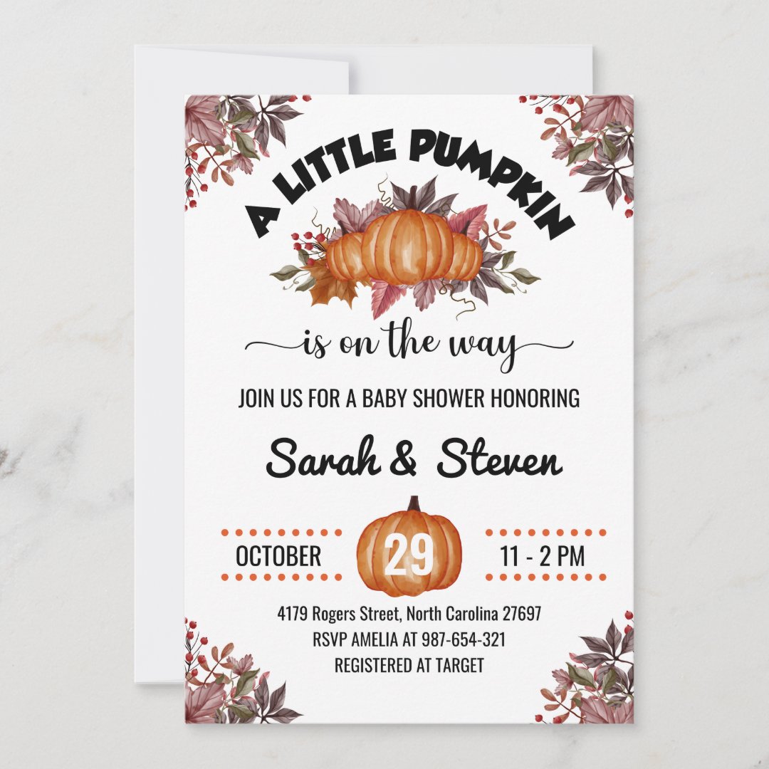 a little pumpkin is on the way baby shower invitation | Zazzle