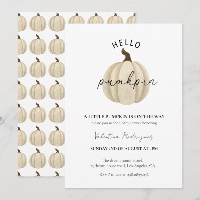 A Little Pumpkin is on the way baby shower Invitation (Front/Back)