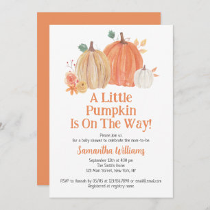 A Little Pumpkin Is On The Way Baby Shower Invitation