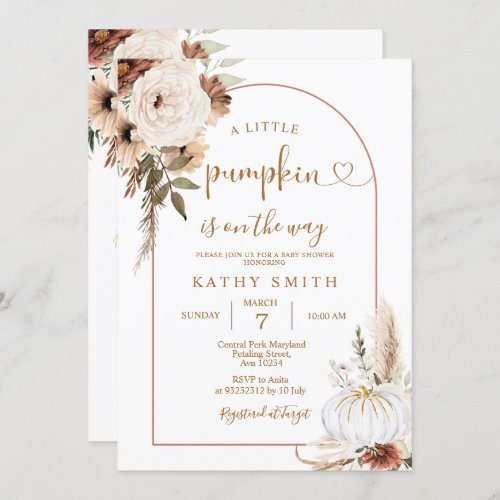 A little pumpkin is on the way Baby Shower Invitation