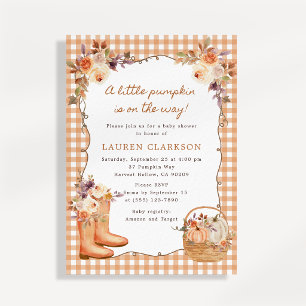 A Little Pumpkin Is On The Way Baby Shower  Invitation