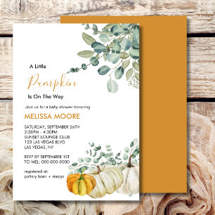 A little pumpkin is on the way baby shower invitation