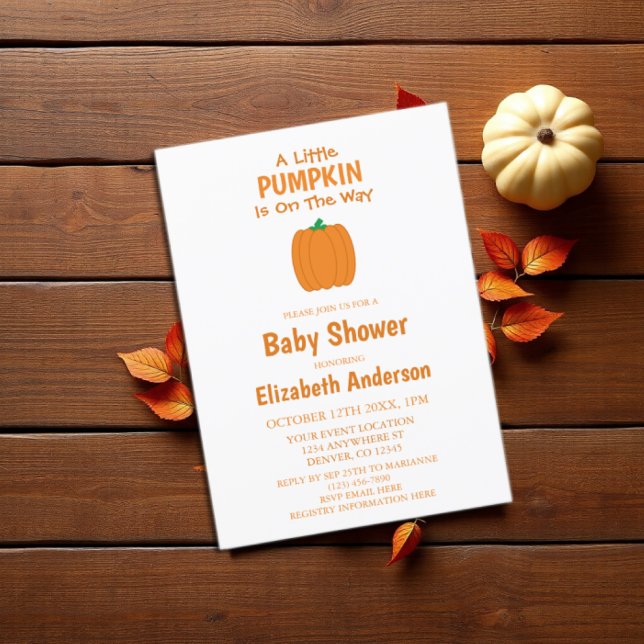 A Little Pumpkin Is On The Way Baby Shower Invitation (Creator Uploaded)