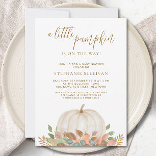 A Little Pumpkin Is On The Way Baby Shower Invitation