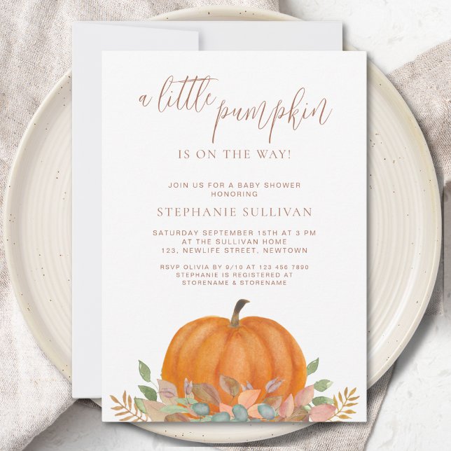 A Little Pumpkin Is On The Way Baby Shower Invitation (Creator Uploaded)