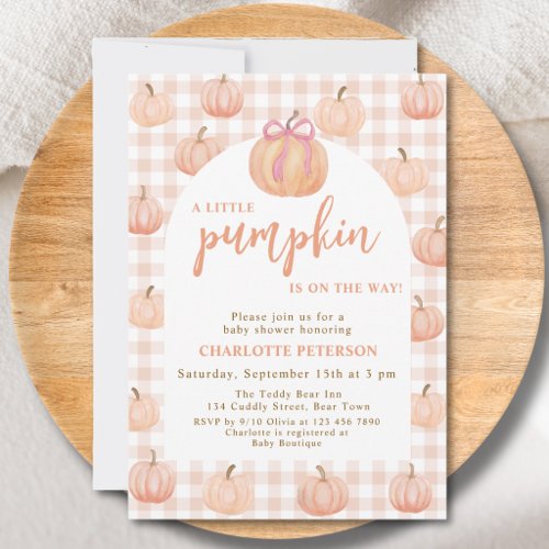 A Little Pumpkin Is On The Way Baby Shower Invitation