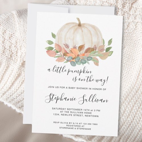 A Little Pumpkin Is On The Way Baby Shower Invitation