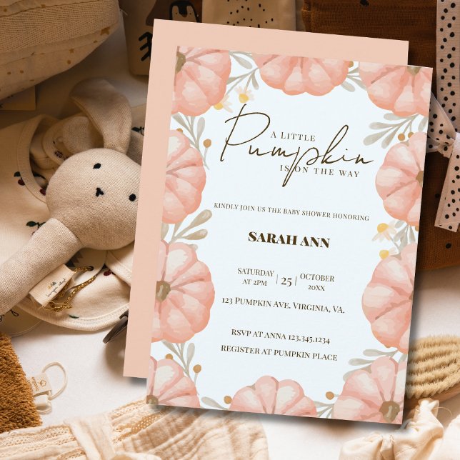 A Little Pumpkin Is On The Way Baby Shower  Invitation (A Little Pumpkin Is On The Way Baby Shower Invitation)