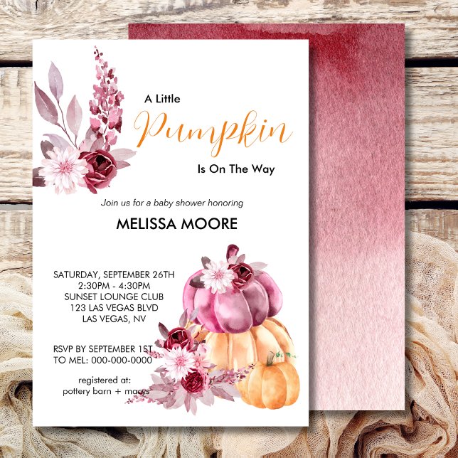 A little pumpkin is on the way baby shower invitation (Creator Uploaded)