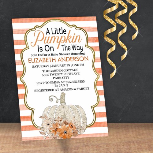 A Little Pumpkin Is On The Way _ Baby Shower Invitation