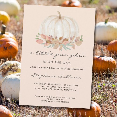 A little pumpkin Is On The Way Baby Shower Invitation