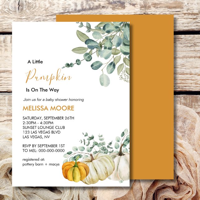 A little pumpkin is on the way baby shower invitation (Creator Uploaded)