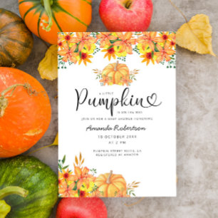 A little pumpkin is on the way baby shower invitation