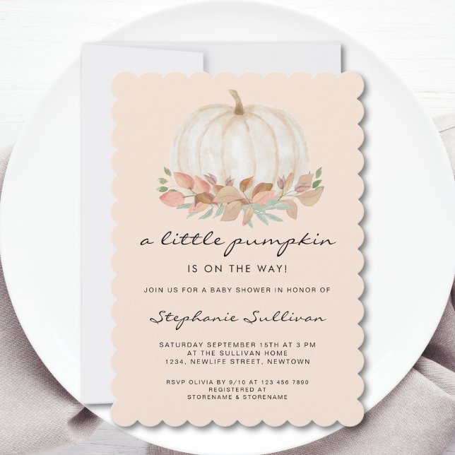 A Little Pumpkin Is On The Way Baby Shower Invitation (Creator Uploaded)