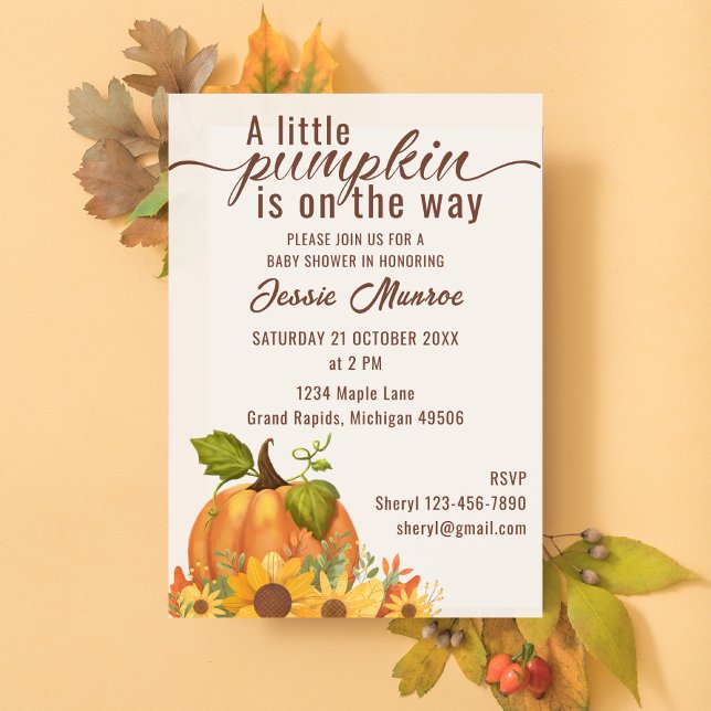 A Little Pumpkin Is On The Way Baby Shower Invitation (A little pumpkin is on the way baby shower invitation
)