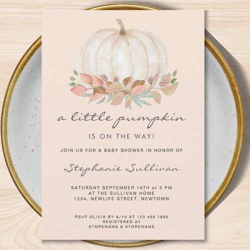 A little pumpkin Is On The Way Baby Shower Invitation