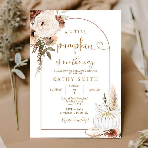 A little pumpkin is on the way Baby Shower Invitation