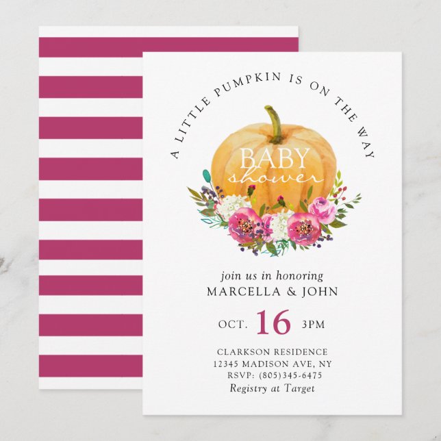 A Little Pumpkin is On The Way Baby Shower Invitation (Front/Back)