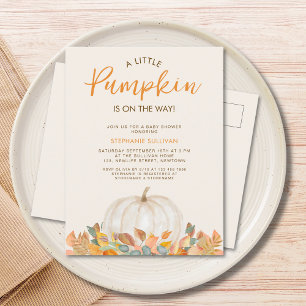 A Little Pumpkin Is On the Way Baby Shower Invitation Postcard
