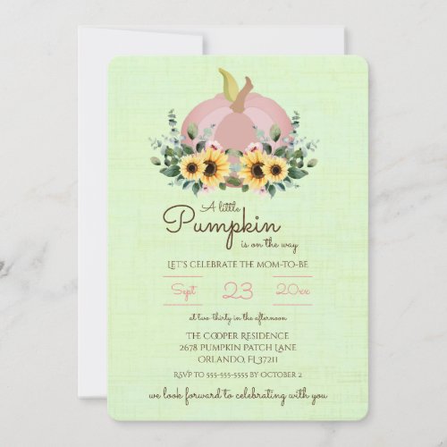 A little Pumpkin is on the way Baby Shower Invite