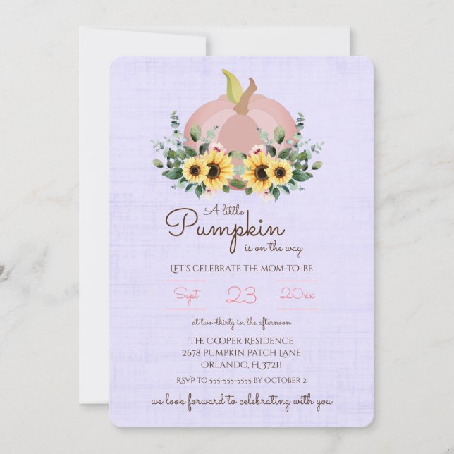 A little Pumpkin is on the way Baby Shower Invite (Front)