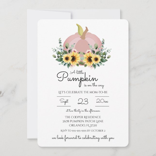 A little Pumpkin is on the way Baby Shower Invite (Front)