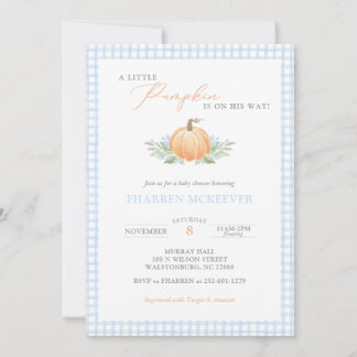 A Little Pumpkin Is on the Way Baby Shower Invite