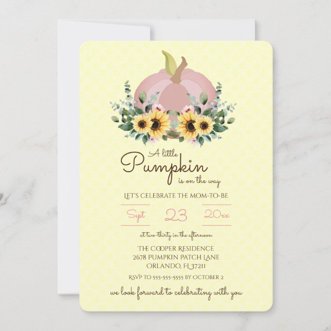 A little Pumpkin is on the way Baby Shower Invite (Front)