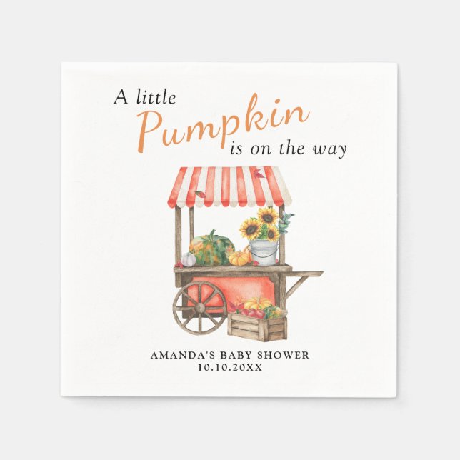 A Little Pumpkin is on the way Baby Shower Napkins (Front)