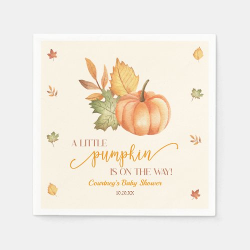 A Little Pumpkin Is On The Way Baby Shower Napkins