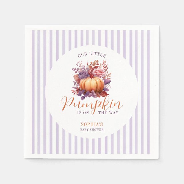 A Little Pumpkin Is On The Way Baby Shower Napkins (Front)