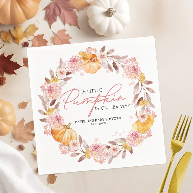 A Little Pumpkin Is On The Way Baby Shower Napkins (Creator Uploaded)