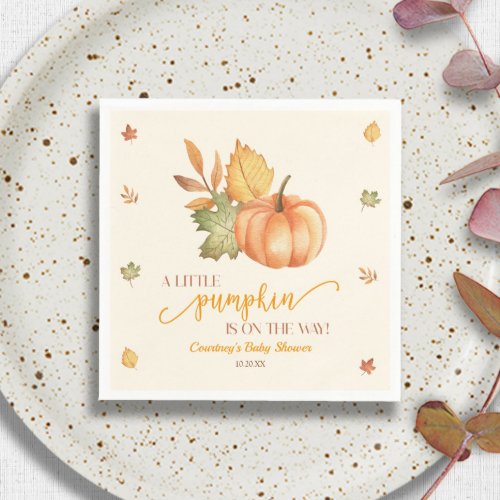 A Little Pumpkin Is On The Way Baby Shower Napkins