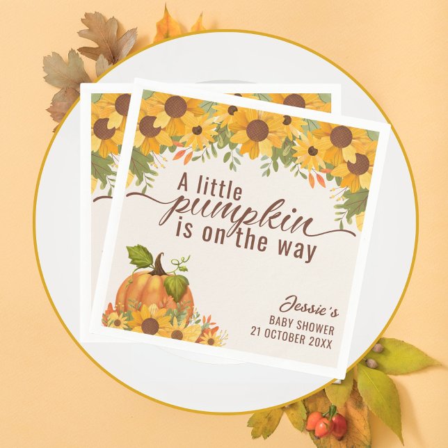 A Little Pumpkin Is On The Way Baby Shower Napkins (A little pumpkin is on the way baby shower napkins)