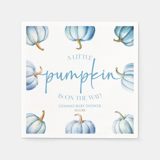 A Little Pumpkin Is On The Way! Baby Shower Napkins (Front)