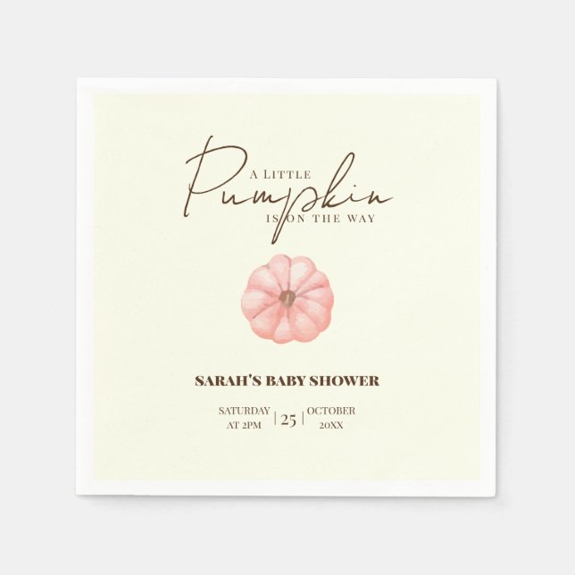 A Little Pumpkin Is On The Way Baby Shower  Napkins (Front)