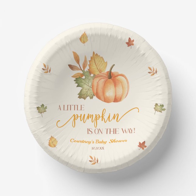 A Little Pumpkin Is On The Way! Baby Shower Paper Bowls (Front)
