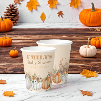 A Little Pumpkin is on the Way - Baby Shower Paper Cups