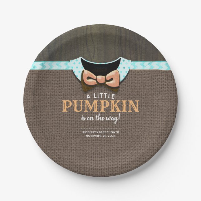 A Little Pumpkin is on the Way Baby Shower Paper P Paper Plates (Front)