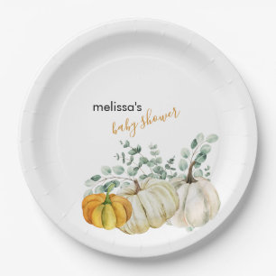 A little pumpkin is on the way baby shower paper plates