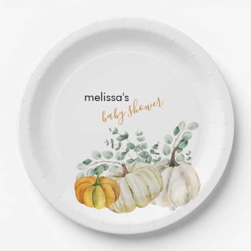 A little pumpkin is on the way baby shower  paper plates