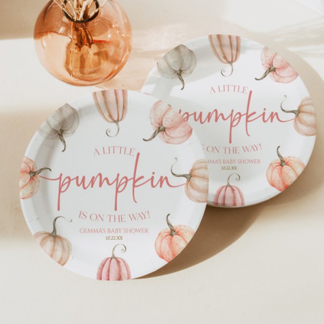 A Little Pumpkin Is On The Way! Baby Shower Paper Plates (Creator Uploaded)