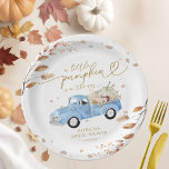 A Little Pumpkin Is On The Way Baby Shower Paper Plates<br><div class="desc">Check out this charming fall-themed design showcasing a vintage truck carrying pumpkins and autumn leaves. Don't forget to explore the collection for complementary items like enclosure cards, games, and party supplies. If you need help with customization or have any special requests, feel free to reach out to me before making...</div>