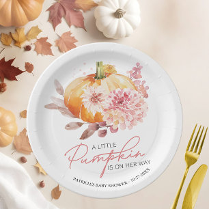 A Little Pumpkin Is On The Way Baby Shower Paper Plates