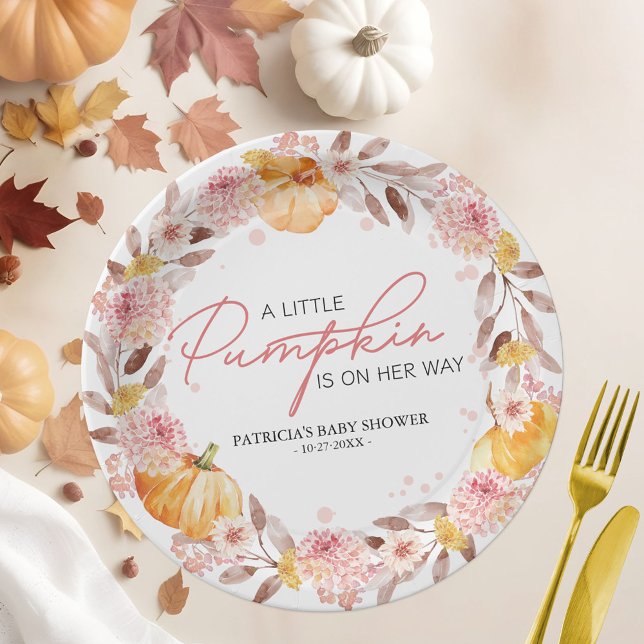 A Little Pumpkin Is On The Way Baby Shower Paper Plates (Creator Uploaded)