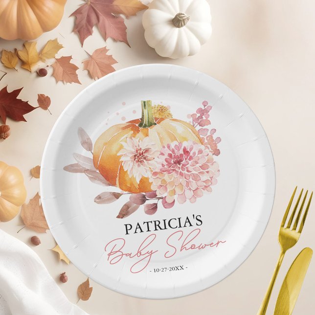A Little Pumpkin Is On The Way Baby Shower Paper Plates (Creator Uploaded)