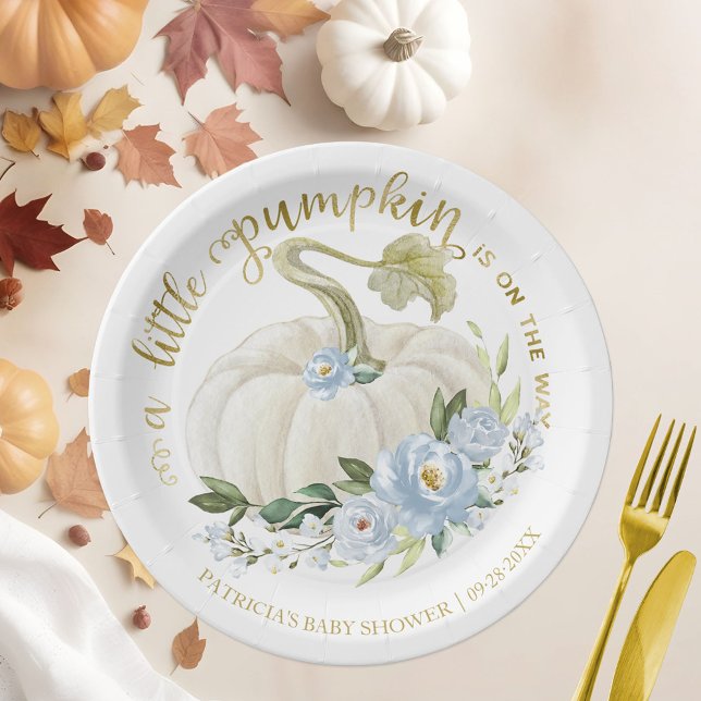 A Little Pumpkin Is On The Way Baby Shower Paper Plates (Creator Uploaded)