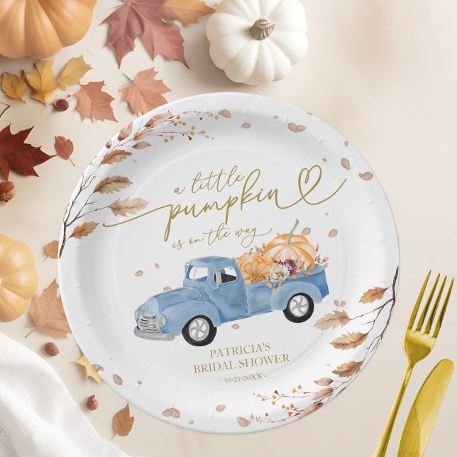 A Little Pumpkin Is On The Way Baby Shower Paper Plates (Creator Uploaded)