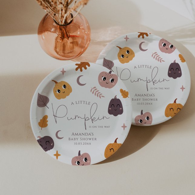 A Little Pumpkin Is On The Way Baby Shower Paper Plates (Creator Uploaded)