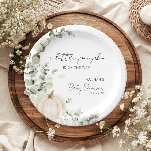 A Little Pumpkin is on the Way Baby Shower Paper Plates (Creator Uploaded)